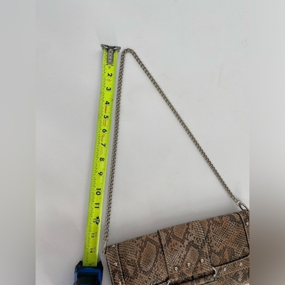 GUESS Snakeskin Clutch Handbag With Silver Shoulder Chain - Picture 12 of 14